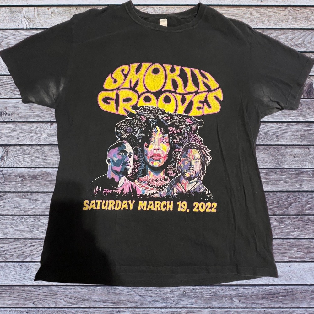 Player Tees Large Smokin Grooves T-Shirt Mens Black Good 2022 Music Festival Nas